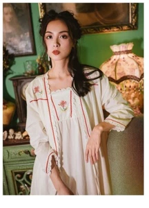 Neu luxuriöses weißes Vintage viktorianisches Damen-Nachtkleid & -Kleid ladpj262 - Bild 1 von 11