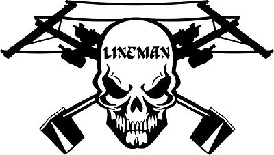 Lineman Skull Electrician Power Worker Car Truck Window Vinyl Decal Sticker - Bild 1 von 2