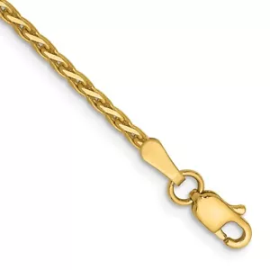 Brazalete de cadena de trigo parisino de oro amarillo de 14 K de 1,9 mm corte diamante real - Imagen 1 de 3