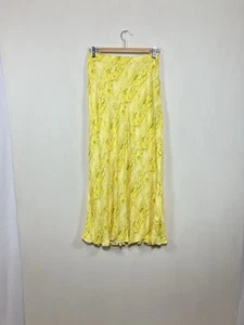 Whistles Midi Skirt Size UK 10 Yellow Python Snake Print Bias Cut Neon Bright - Picture 1 of 7