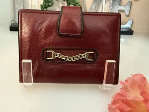 Vintage Princess Gardner Burgundy Red Leather Bifold Wallet with Gold Chain GUC - Picture 1 of 15