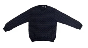 Maglione Segreto Uomo M Navy 100% Lana Merino Scollo a V Made in Bulgaria Italia - Foto 1 di 4