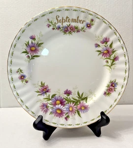 Royal Albert Septiembre 8" Plato Hueso Fino China Flor del Mes Inglaterra De Colección - Imagen 1 de 4