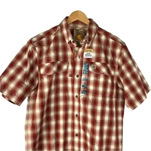 Camisa Carhartt Force Calce Relajado Hombres M Roja Cuadros Granero Abotonada Manga Corta Nueva con Etiquetas - Imagen 1 de 10