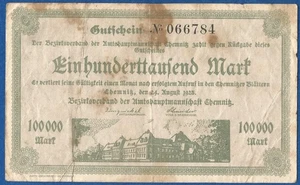11 121 Notgeld Amtshauptmannschaft Chemnitz 100 000 Mark, 24.8.1923 - Picture 1 of 2