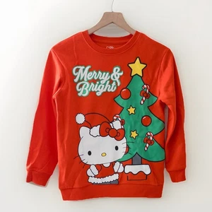 Hello Kitty kleines Jugend Kinder rotes Sweatshirt Frohe Bright Weihnachten Urlaub Party - Bild 1 von 3