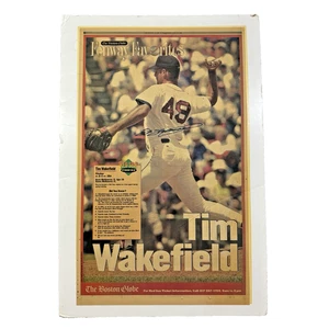 Tim Wakefield Autographed Boston Globe Newspaper Page on Poster Board - Picture 1 of 23
