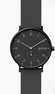 Skagen Denmark  Mens Aaren Kulor Rubber Strap Watch, 41mm Color Black - Picture 1 of 9