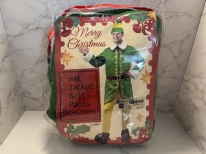 Openmon New Mens Large Elf Christmas Costume Hat Jacket Belt Pants Shoe Covers - Picture 1 of 4