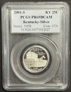 2001-S Kentucky 90% SILVER Washington Quarter ~PCGS PR69DCAM - Picture 1 of 2