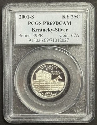 2001-S Kentucky 90% SILVER Washington Quarter ~PCGS PR69DCAM - Image 1 of 2