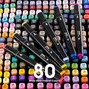 Juego de marcadores de dibujo artístico de 80 colores para niños y 1 pluma con forma de avión gratis - Imagen 1 de 9