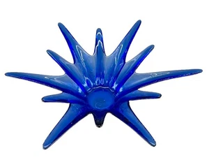 Vintage Votivkerzenhalter Kobaltblau Glas Starburst Sunburst - Bild 1 von 6