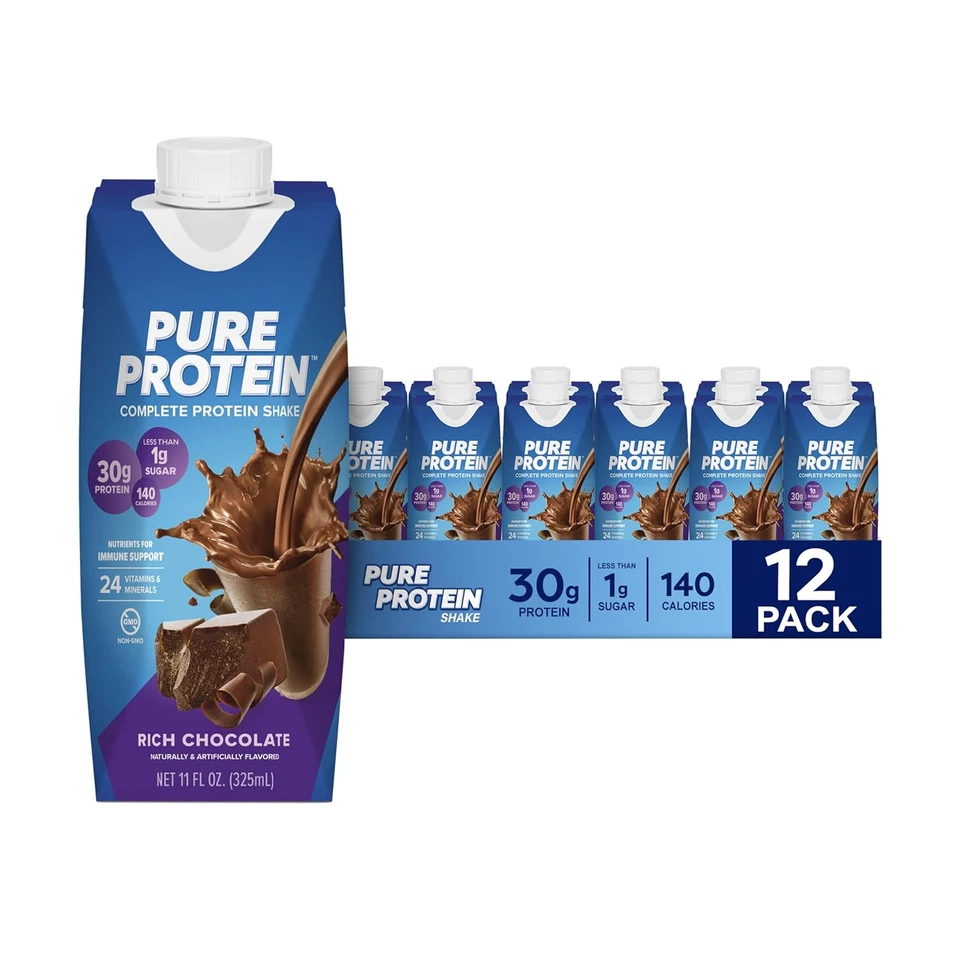 Batido de proteína pura chocolate 30 g proteína ceto amigable apoyo inmunológico 11 oz 12 quilates Foto 1 de 4