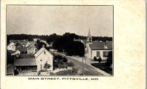 Maryland MD Postkarte Luftaufnahme Pittsville Kirche Stadt Wicomico County verschickt 1910 - Bild 1 von 3