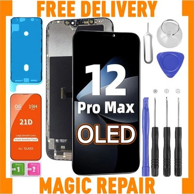 STRONE For iPhone 12 Pro Max Soft OLED Screen Replacement Digitizer + Tools +Protect UK
