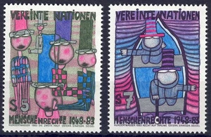 ONU VIENNA 1983 Diritti dell'Uomo 2v MNH** - Picture 1 of 1