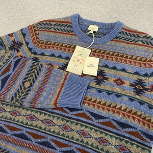 Faherty x Good Feather Mens Large Doug Fair Isle 100% Wool Huckberry Sweater New - Picture 1 of 15
