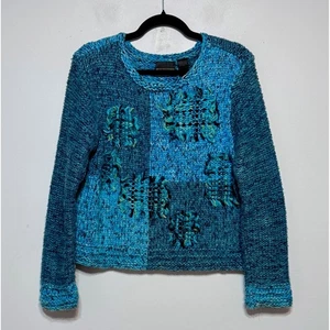 Vintage Sigrid Olsen Hand-Knit Silk Blend Patchwork Sweater Large Cottagecore - Picture 1 of 6
