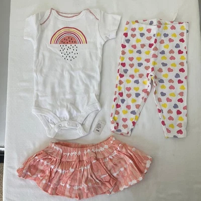 KoalaBaby Bebé Niña Conjunto de 3 incluyendo, Pantalones y Vestido, 3-6M, Blanco Foto 1 de 4