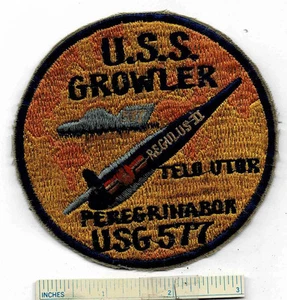 Rare Large c1960 Submarine USS GROWLER USG 577 Sub Boat US Navy SS SSG Patch - Bild 1 von 2