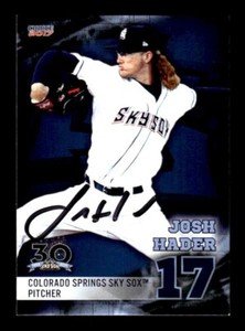 JOSH HADER SIGNED 2017 CHOICE COLORADO SPRING SKY SOX #14 ON-CARD AUTO
