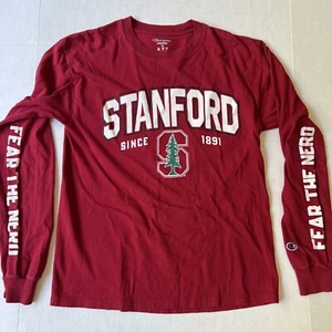 New Official Stanford University ‘Fear The Nerd’ Cardinal Champion L/S Shirt Med - Picture 1 of 6