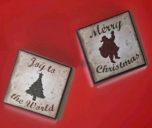 Jennifer Pugh 5.5" Joy To The World Merry Christmas Wood Wall Hanging Plaques - Picture 1 of 6