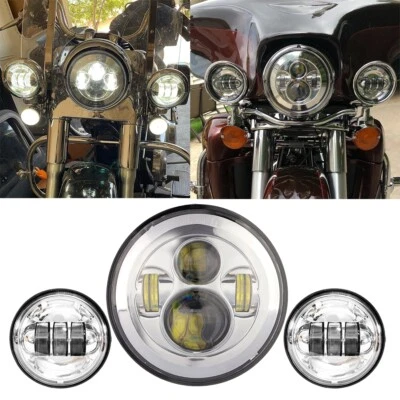 Faro LED 7" + Luz de paso cromada de 4,5" para Honda Shadow VXL Sabre 1100 Foto 1 de 4
