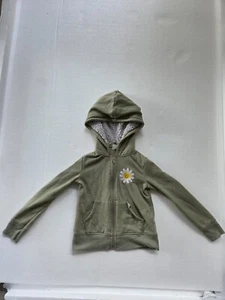 Btween Kids Hoodie Green Daisy Embroidered Full-Zip Warm Size 4 Everyday Wear - Picture 1 of 8