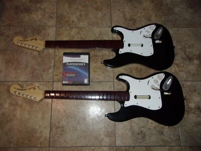 SONY PLAYSTATION 3 LOT 2 WIRELESS GUITARS FENDER ROCK BAND GAME RB2 - Image 1 of 4