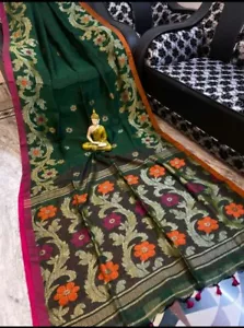 Authentic Linen By Linen Jamdani Saree With BP Handloom Soft Linen Jamdani Saree - Picture 1 of 25