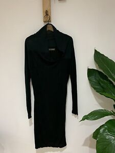 RELIGION Black Cowl Back Contrast Slinky Jersey Long Sleeved Dress Size L 14 42