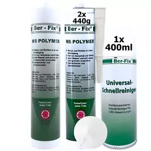 2x Ber-Fix MS Polymer Kleber Weiß Wasser & Schimmelfrei Fliesen Glas + Reiniger - Bild 1 von 8