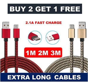 Strong Braided Nylon Fast USB C 3.0 Type C Data Sync Charger Charging Cable UK - Picture 1 of 6