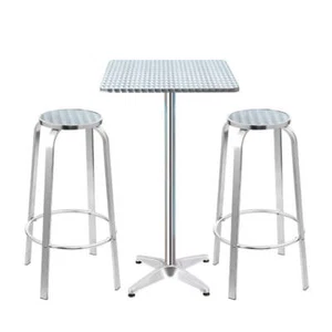 Gardeon 3-Piece Outdoor Bar Set Bistro Table Stools Adjustable Square Cafe - Picture 1 of 8