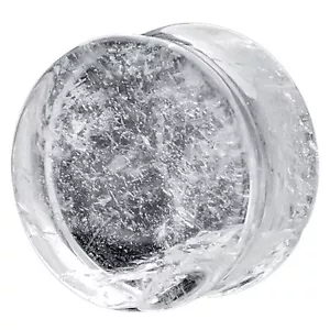 Clear Quartz Organic Stone FACETED Cut Double Flare plugs (1 pair) B/7/1/B*1 - Picture 1 of 4