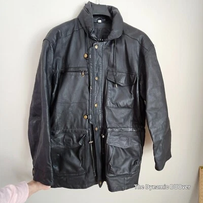 Chaqueta de cuero con capucha Context de colección para hombre L negra longitud media aislada peso pesado Foto 1 de 4