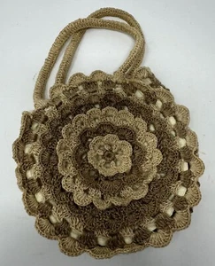 Vintage 1950s Hand-CROCHETED Round Ruffled Purse/Bag with PRYM snap closure - Picture 1 of 8
