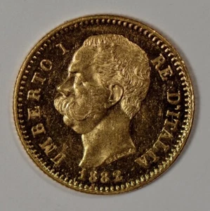 1882-R Italy 20 Lire for Umberto I mint state proof-like - Picture 1 of 4