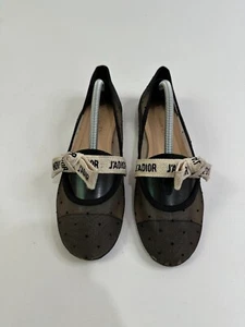 Christian Dior Black/Beige Mesh and Lace Baby-D Ballet Flats Size 36 - Picture 1 of 8