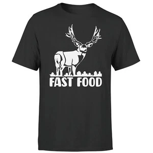 Fast Food Funny Deer Hunting Funny Novelty Adult Mens Tee Top - Picture 1 of 1