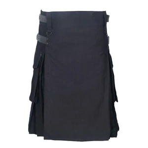 Kilt Utility Uomo Cinturini Ibridi in Pelle, Cotone e Tartan - Orologio Nero - Foto 1 di 2