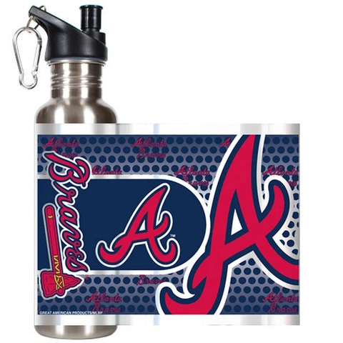 MLB Atlanta Braves Stainless Steel Water Bottle With Wrap Cover