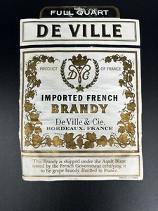 Vintage Bordeaux France De Ville & Cie FRENCH Imported BRANDY Liquor Label - Picture 1 of 6
