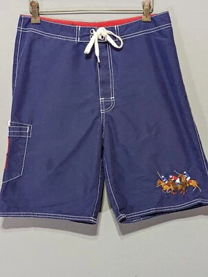  POLO RALPH LAUREN MENS Big Logo Ponies SWIM Shorts TRUNKS BLUE/RED SIZE 28  - Image 1 of 4