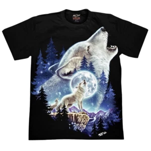 T-Shirt Wolf Howl Moon Fantasy Graphic Black Shirt Glow In Dark New Year Gift - Picture 1 of 7