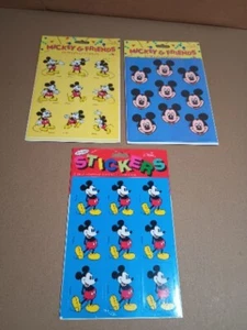 Mickey Mouse Walt Disney Stickerbogen Gibson 3 Blatt Neu Vintage 1992 - Bild 1 von 8