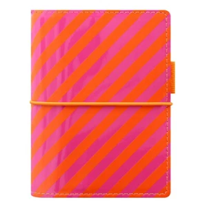Filofax Domino Patent Pocket Organiser Diary/Task Planner Orange/Pink Stripes - Picture 1 of 3