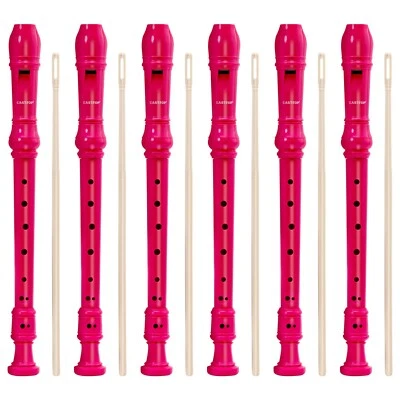 6 Pack 8 Hole Soprano Recorders Descant Flute With Cleaning Rod German Style - Image 1 of 4